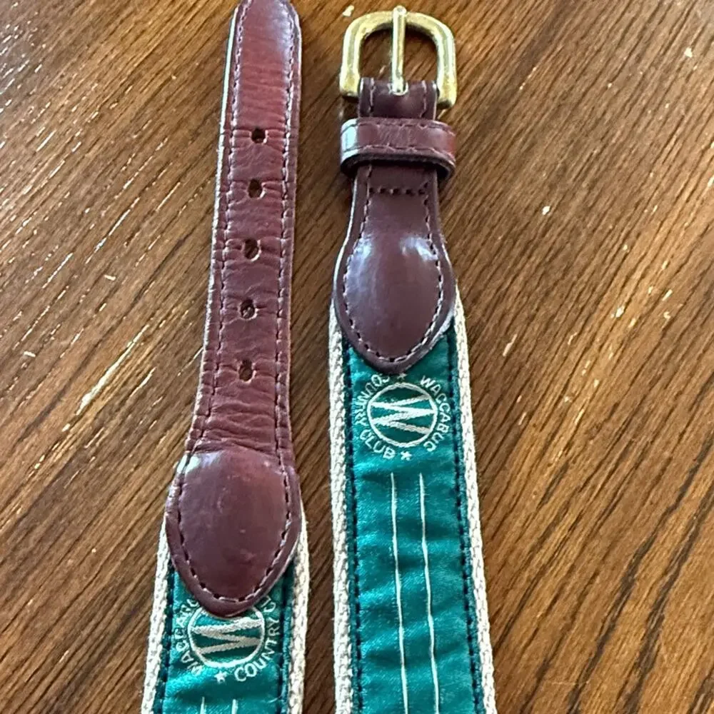 Vintage Country Club Leather and Canvas Belt Size 30